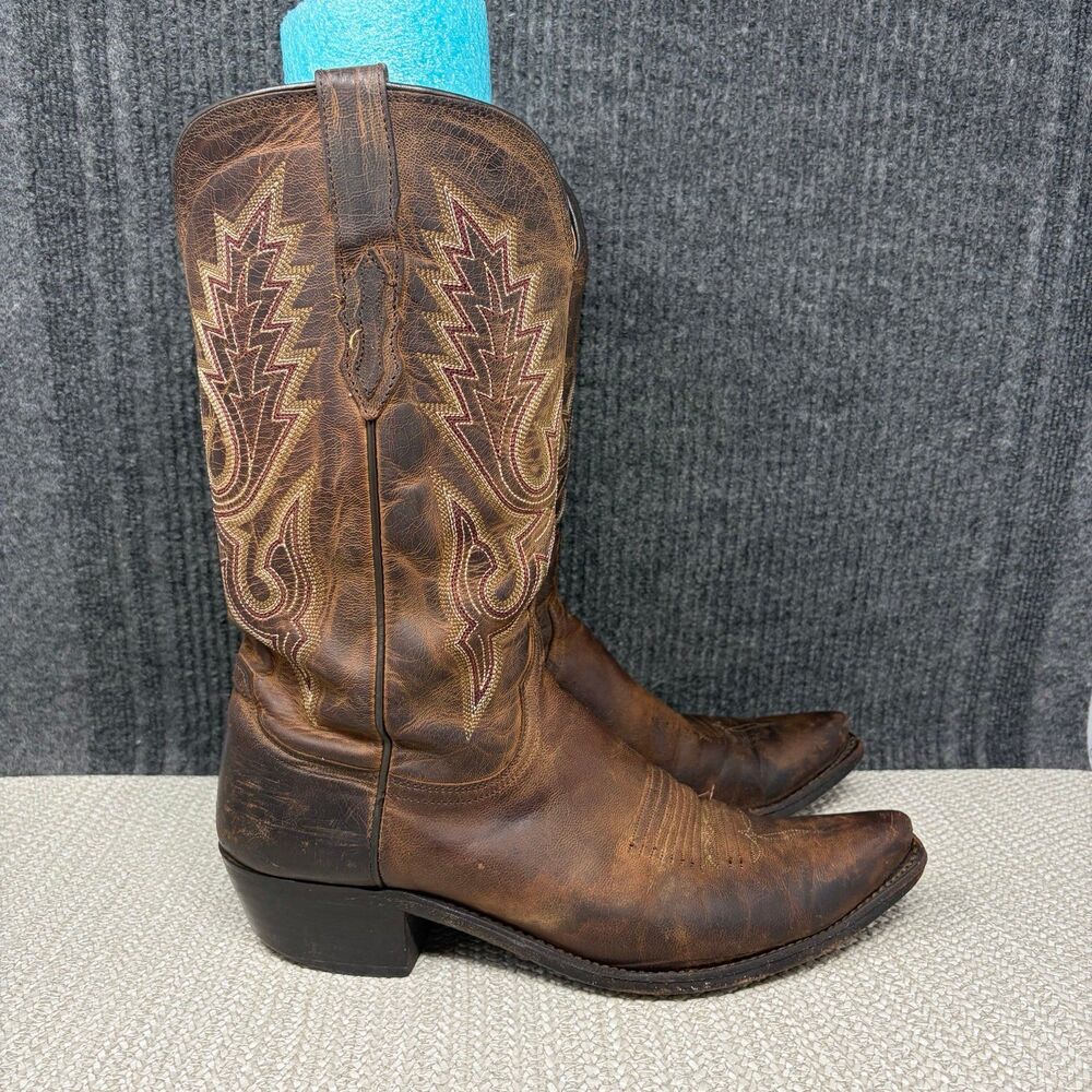 Lucchese Corbin Brown Leather Western Cowboy Boots Snip Toe Men’s 10.5 D